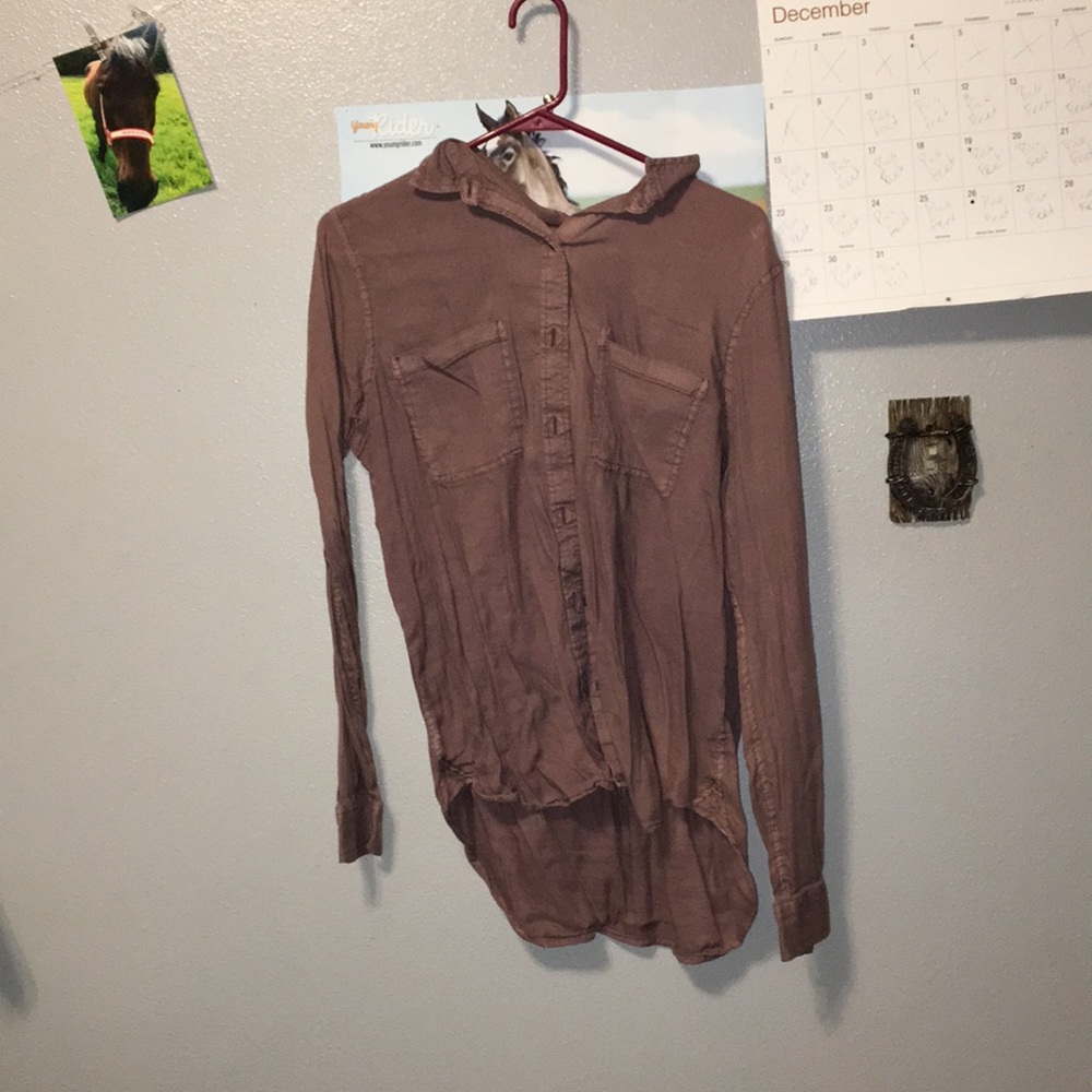 Wine colored flannel. Size L.